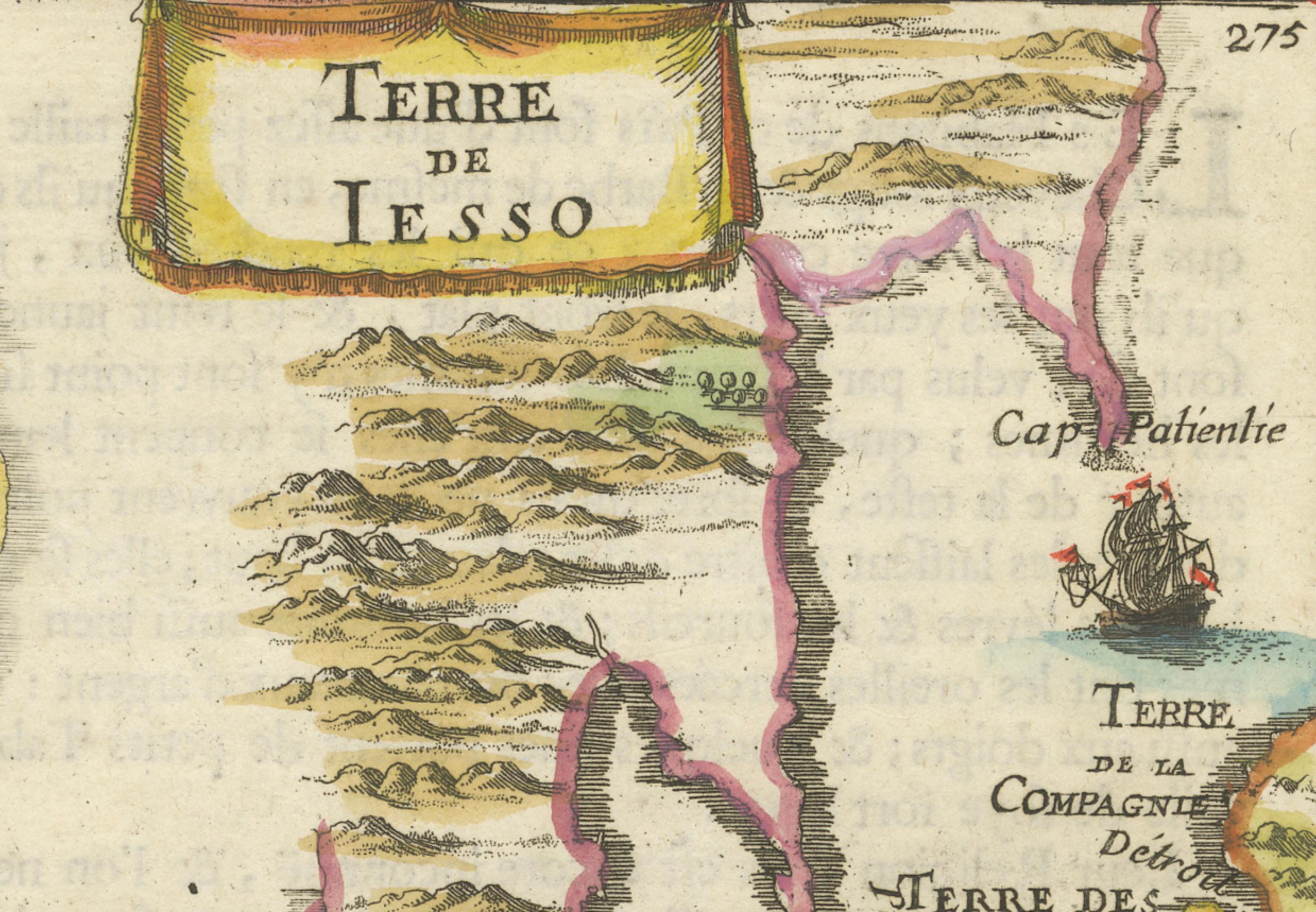 Late 17th Century 1685 Alain Manesson Mallet Map of Hokkaido (Lesso) in Northern Japan For Sale