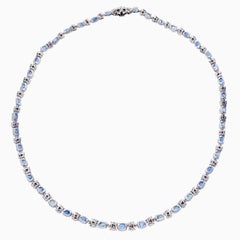 16.86 Carat Kashmir Blue Sapphire And Diamond Necklace in 18 Karat White Gold