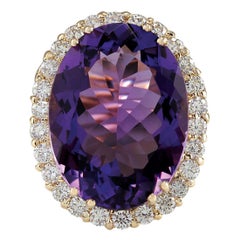 Amethyst-Diamantring aus 14 Karat Gelbgold