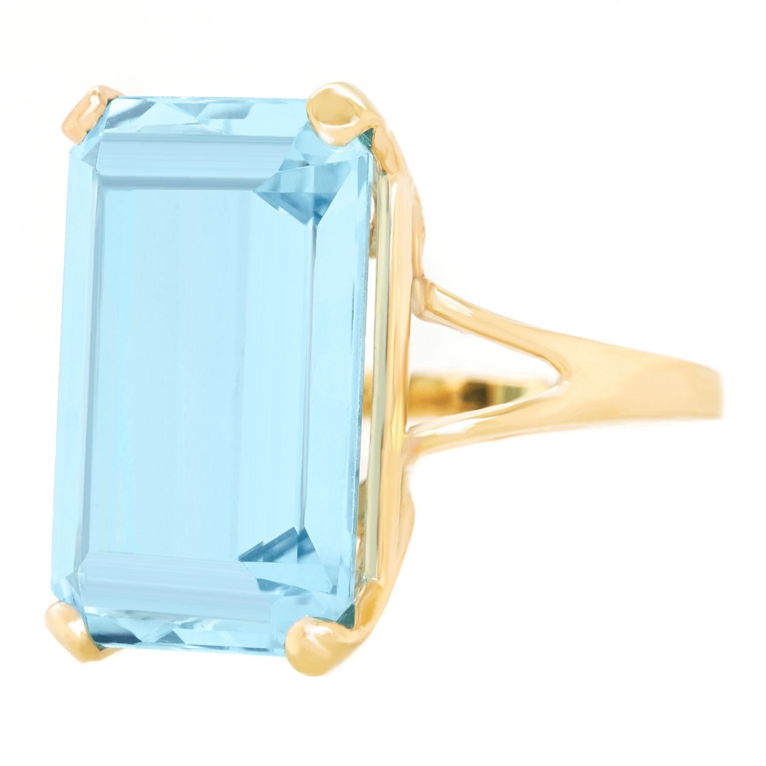 Emerald Cut 16.89 Carat Aquamarine Ring