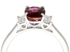 1.68 Carat Cambodian Ruby and Diamond Platinum Trilogy Ring, 2018