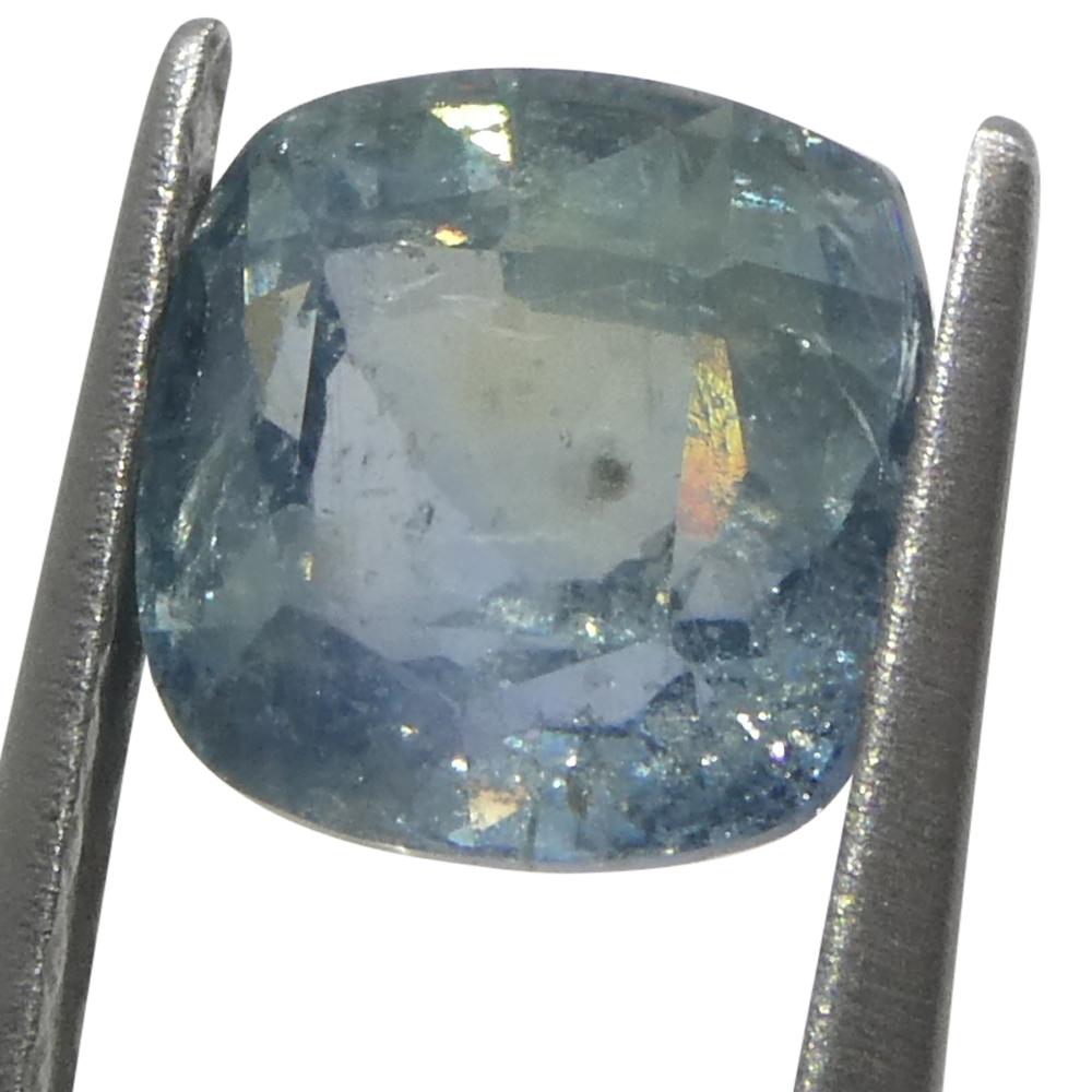 Taille brillant Saphir sarcelle bleu-vert de Tanzanie de 1,68ct en forme de coussin en vente