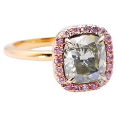 1.68ct Fancy Gray & Intense Pink Diamond Engagement Ring GIA 18K Rose Gold SI1
