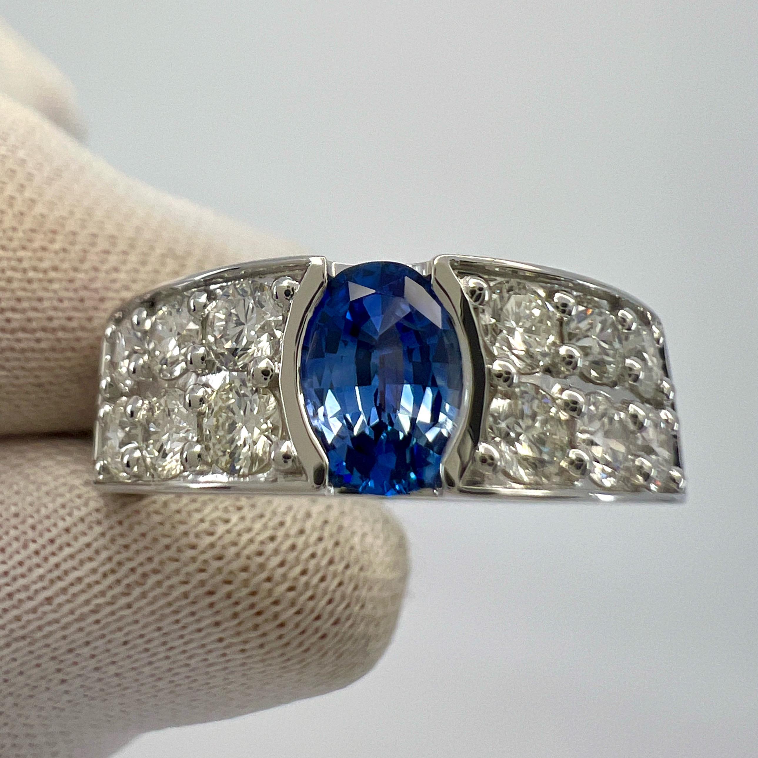 1.68ct Fine Cornflower Blue Ceylon Sapphire Diamond 18k White Gold Signet Ring For Sale 1