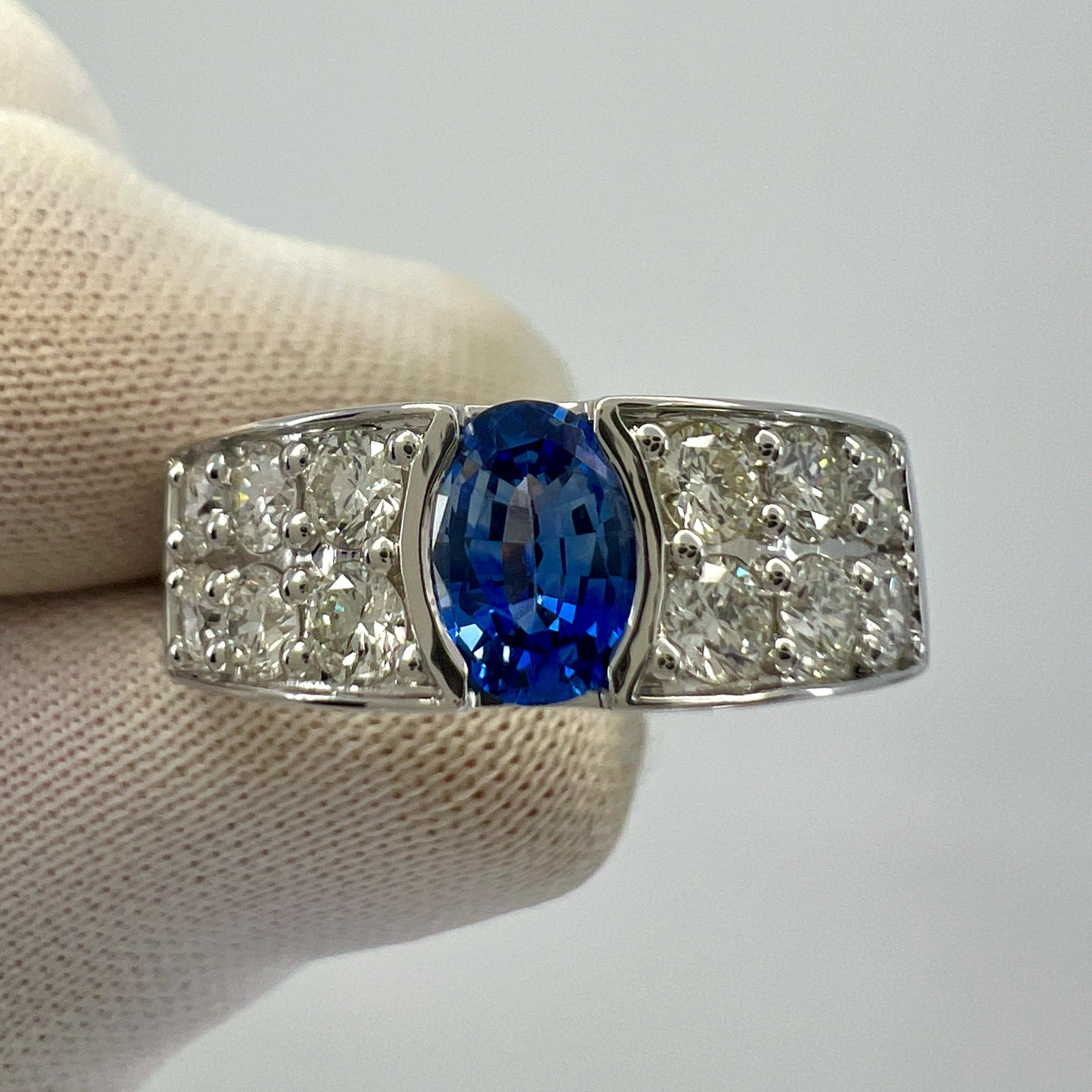1.68ct Fine Cornflower Blue Ceylon Sapphire Diamond 18k White Gold Signet Ring For Sale 4
