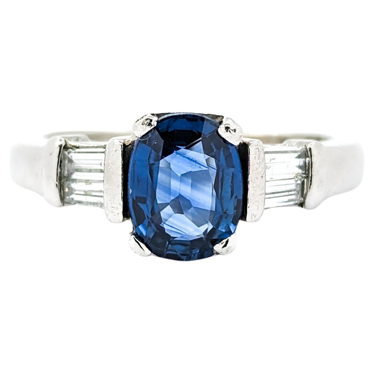 1.68ct Natural Oval Sapphire & Diamond Accent Ring in Platinum