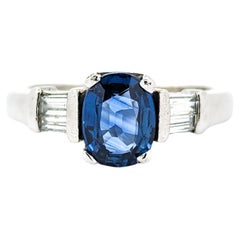 1.68ct Natural Oval Sapphire & Diamond Accent Ring in Platinum