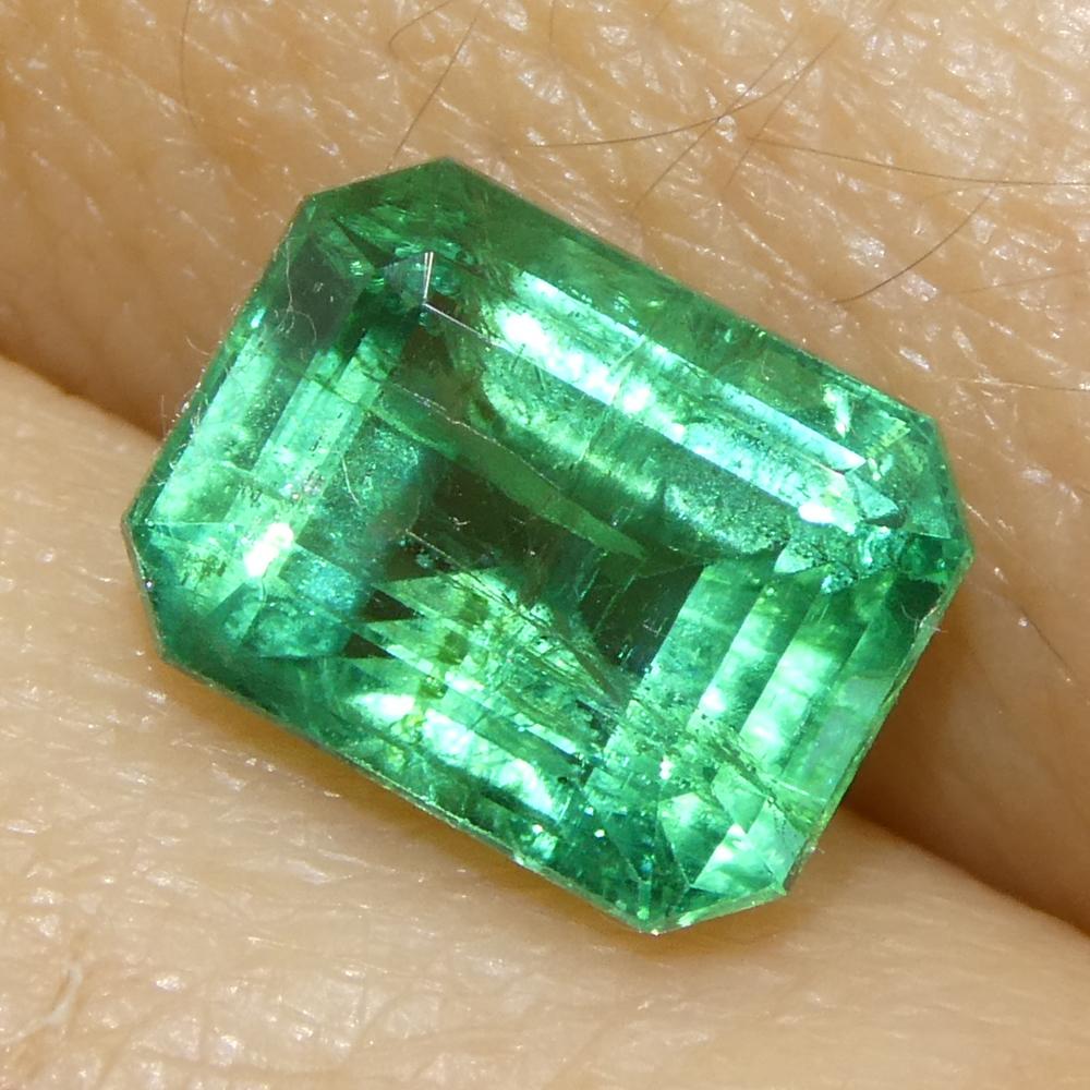 1.68ct Octagonal/Emerald Cut Green Emerald from Zambia For Sale 8