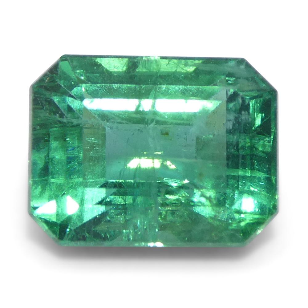 Women's or Men's 1.68ct Octagonal/Emerald Cut Green Emerald from Zambia For Sale