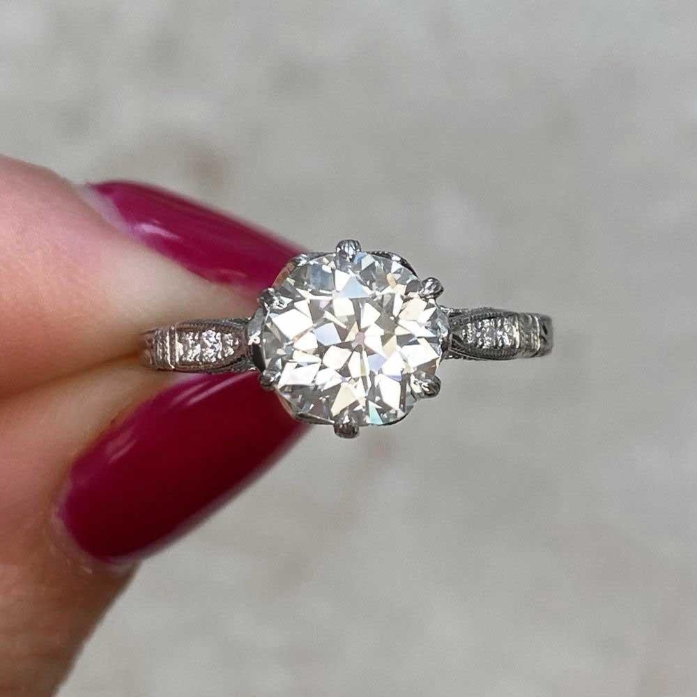 1.68ct Old European Cut Diamond Engagement Ring, Platinum For Sale 5