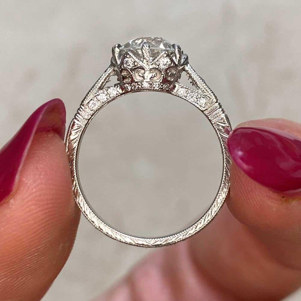 1.68ct Old European Cut Diamond Engagement Ring, Platinum For Sale 6