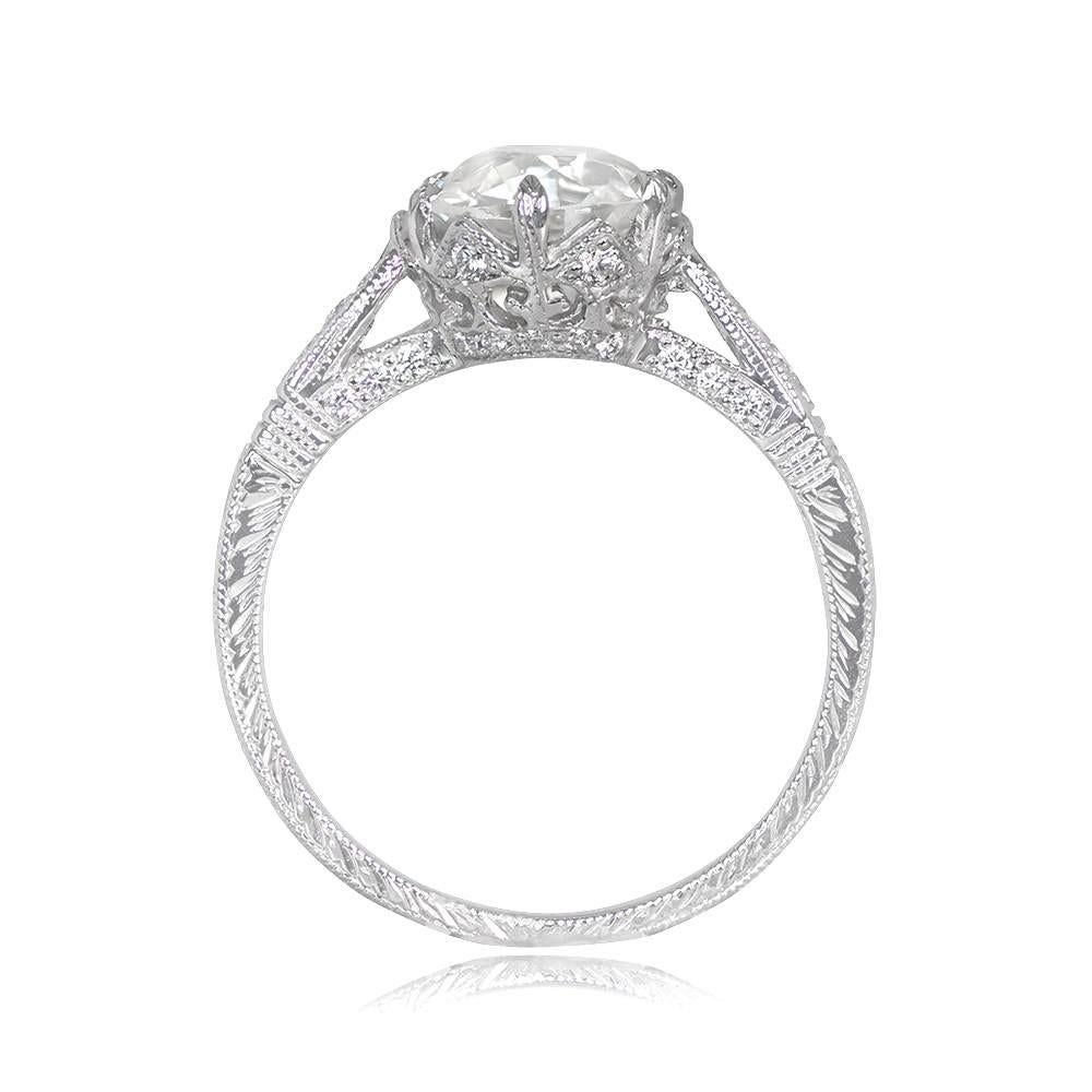 1.68ct Old European Cut Diamond Engagement Ring, Platinum In Excellent Condition For Sale In New York, NY