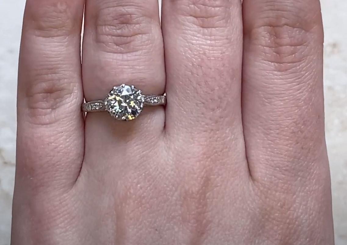 Women's 1.68ct Old European Cut Diamond Engagement Ring, Platinum For Sale