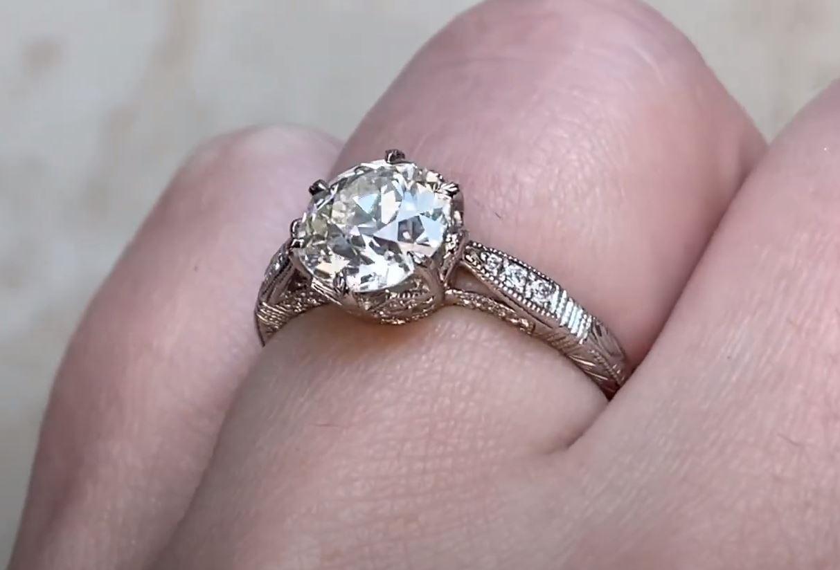 1.68ct Old European Cut Diamond Engagement Ring, Platinum For Sale 2