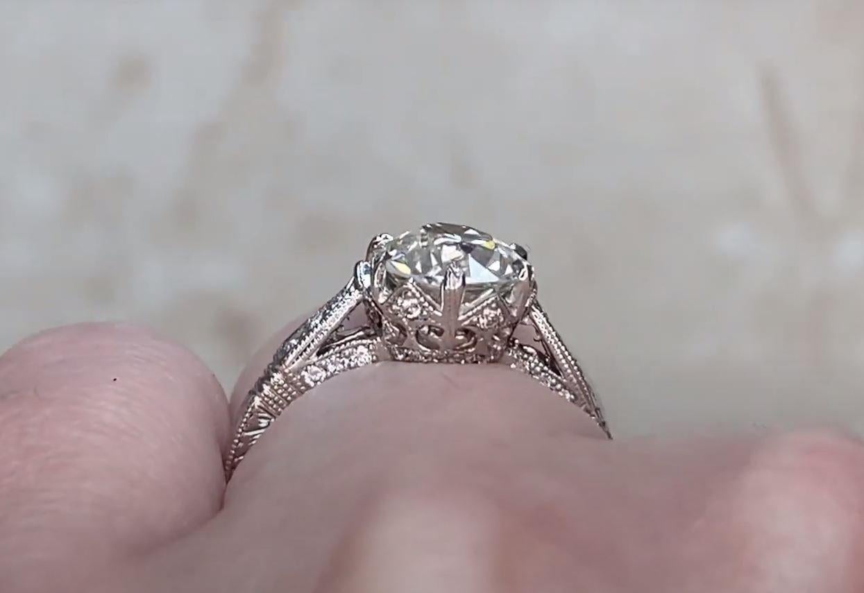 1.68ct Old European Cut Diamond Engagement Ring, Platinum For Sale 3