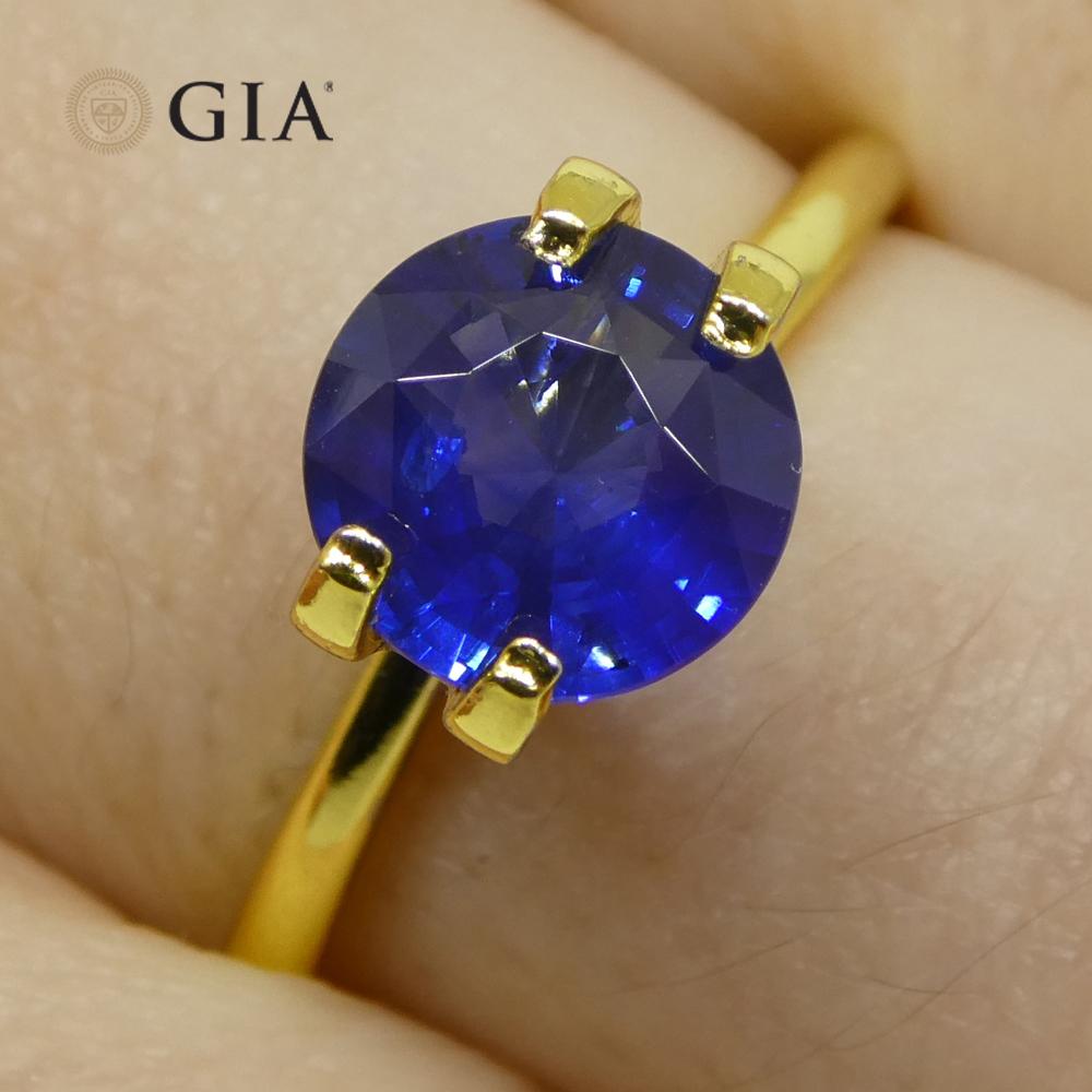 Brilliant Cut 1.68ct Round Blue Sapphire GIA Certified Sri Lanka   For Sale
