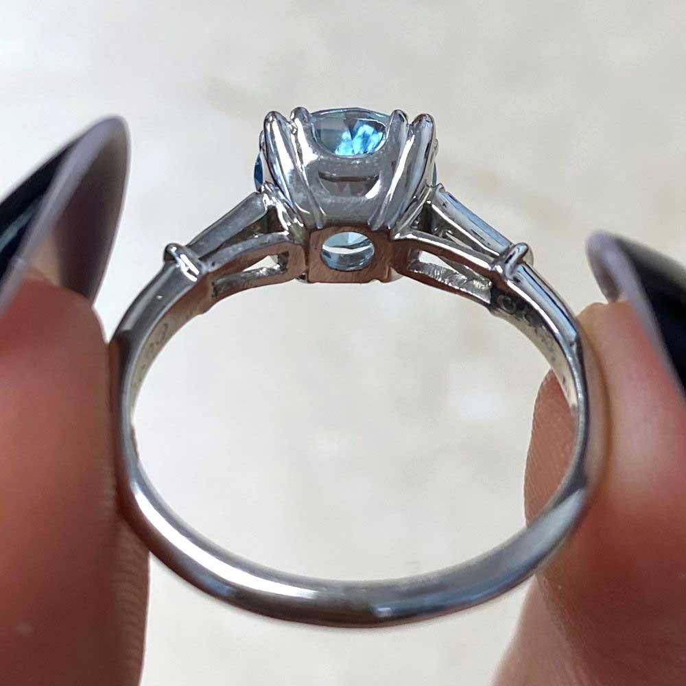 1.68ct Round Cut Aquamarine Engagement Ring, Platinum 6