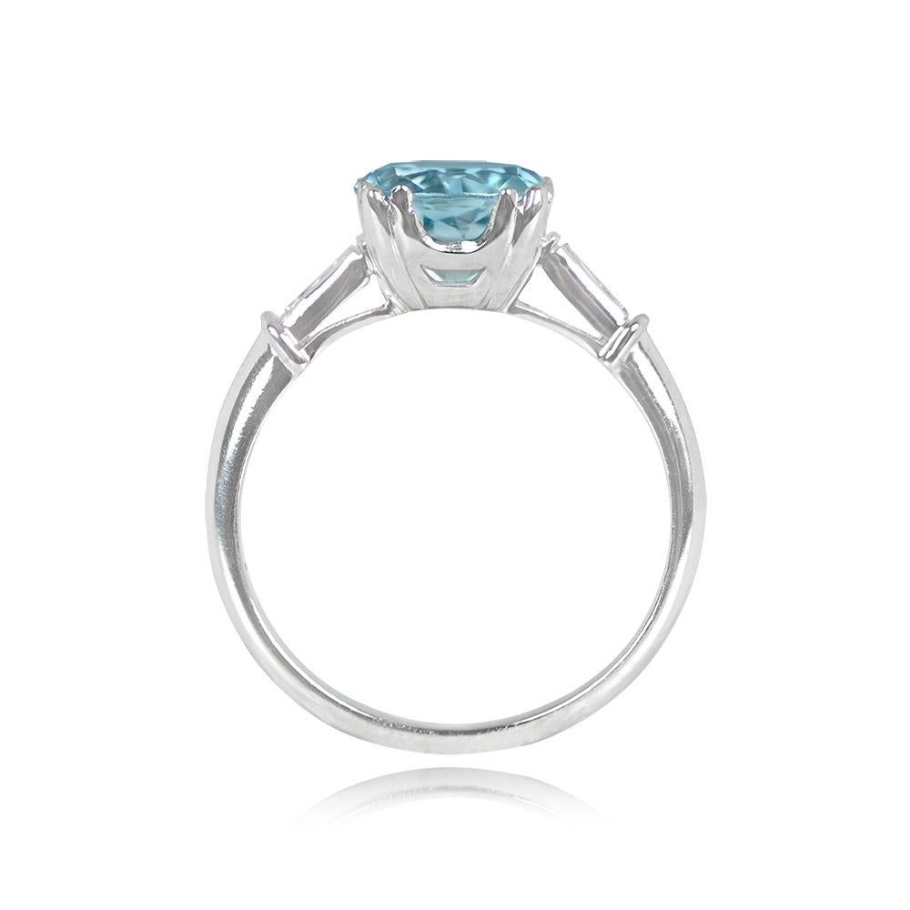 1.68ct Round Cut Aquamarine Engagement Ring, Platinum In Excellent Condition In New York, NY