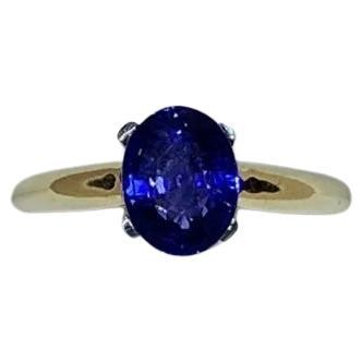 1.68ct Sapphire Royal Ceylon Solitaire Engagement Ring In 18ct Yellow Gold For Sale