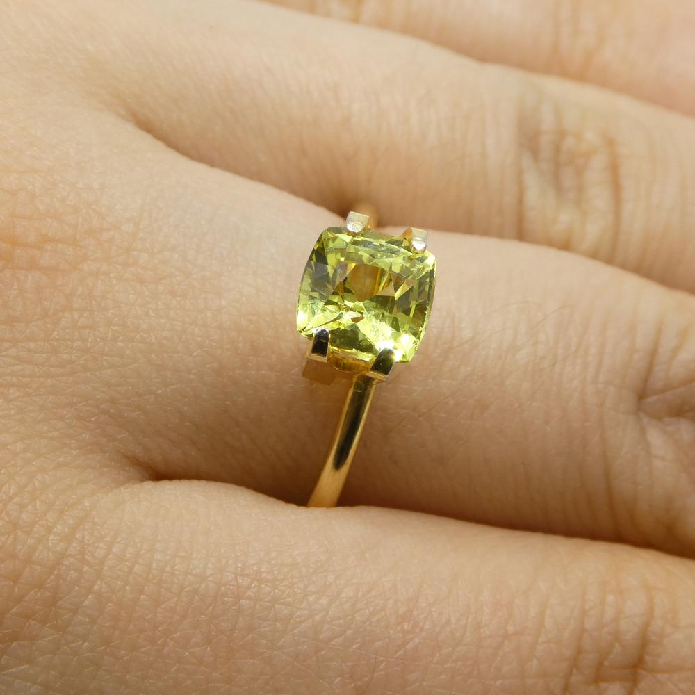 Description:

Gem Type: Chrysoberyl
Number of Stones: 1
Weight: 1.68 cts
Measurements: 6.66 x 6.38 x 4.66 mm
Shape: Square Cushion
Cutting Style Crown: Brilliant Cut
Cutting Style Pavilion: Step Cut
Transparency: Transparent
Clarity: Very Very