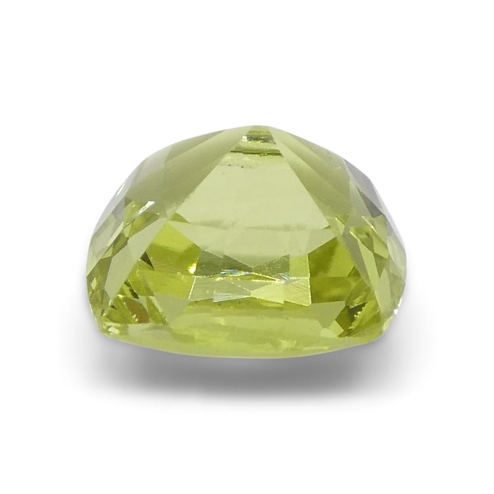 Women's or Men's 1.68ct Square Cushion Green-Yellow Chrysoberyl from Brazil For Sale