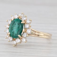 1.68ctw Oval Emerald Diamond Halo Ring 14k Yellow Gold Size 7.75 Engagement