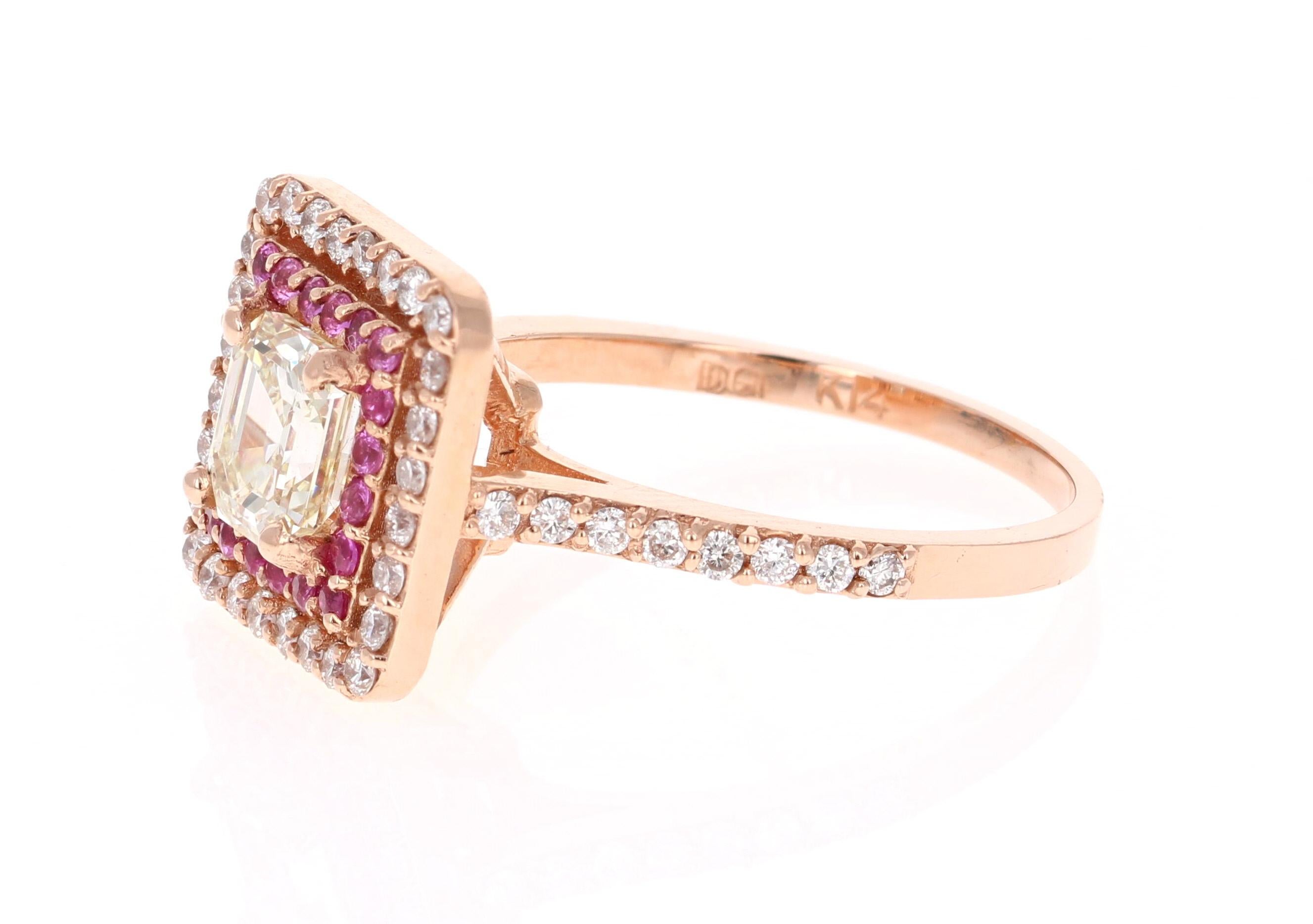 1.69 Carat Asscher Cut Diamond Engagement Ring 14 Karat Rose Gold (Zeitgenössisch)