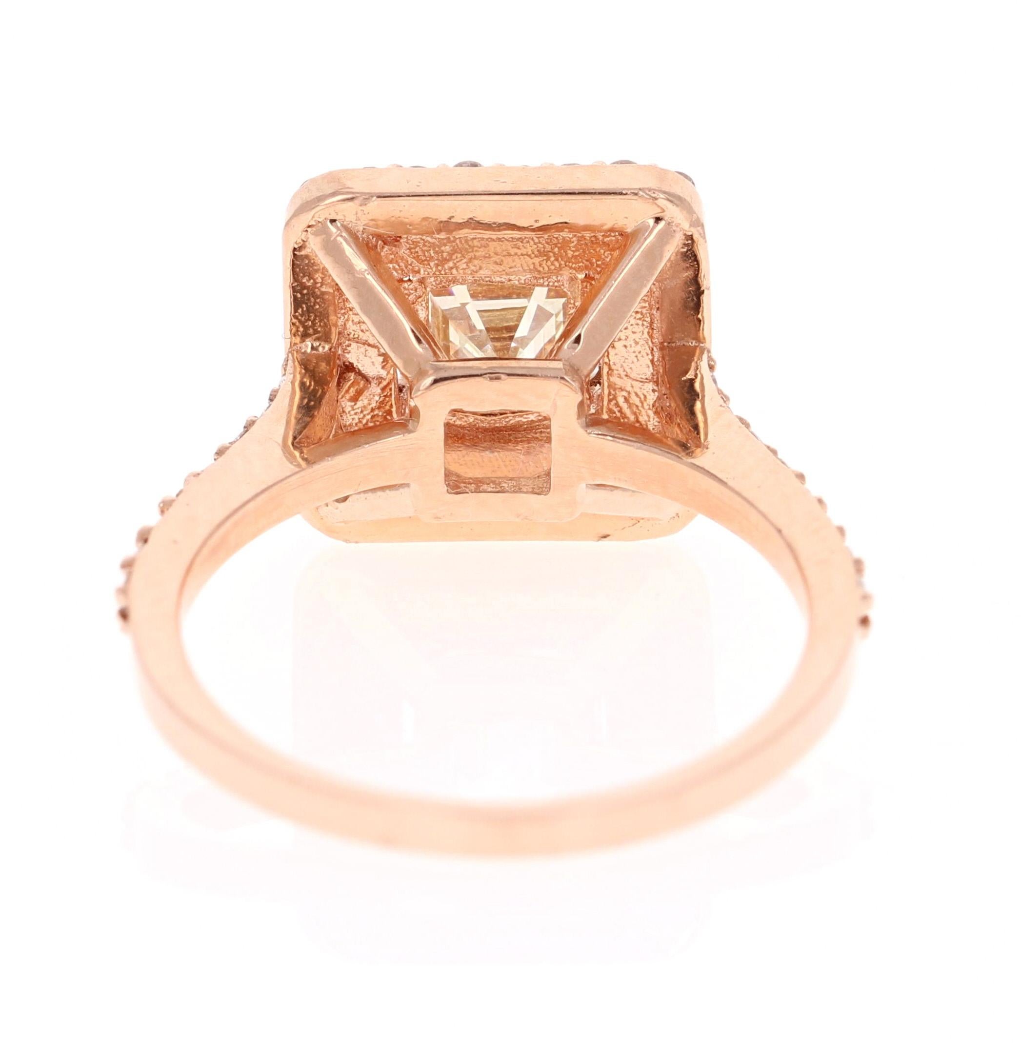 1.69 Carat Asscher Cut Diamond Engagement Ring 14 Karat Rose Gold (Asscher-Schliff)