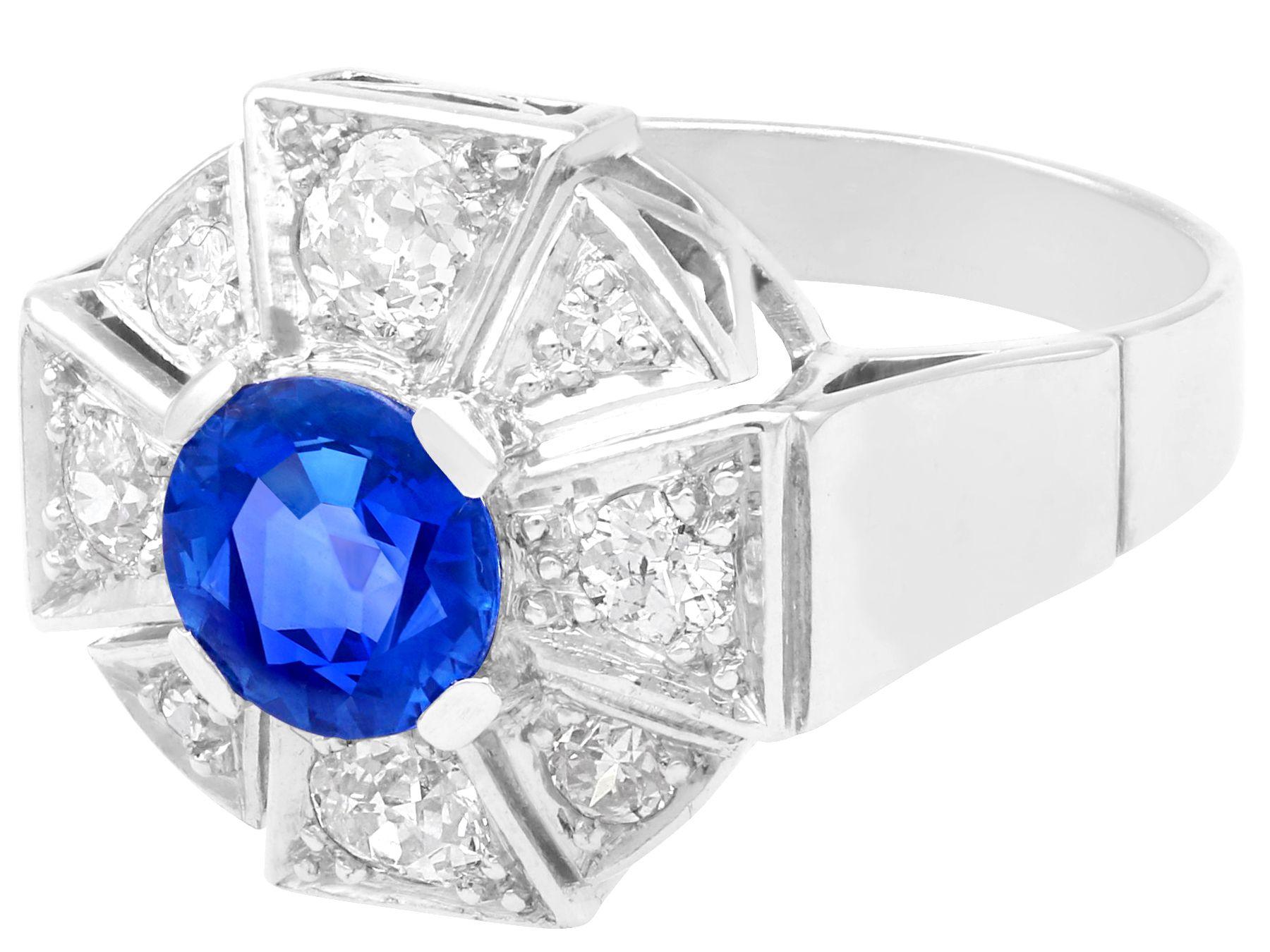 1.69 Carat Burmese Sapphire and 1.15 Carat Diamond White Gold Cocktail Ring In Excellent Condition For Sale In Jesmond, Newcastle Upon Tyne