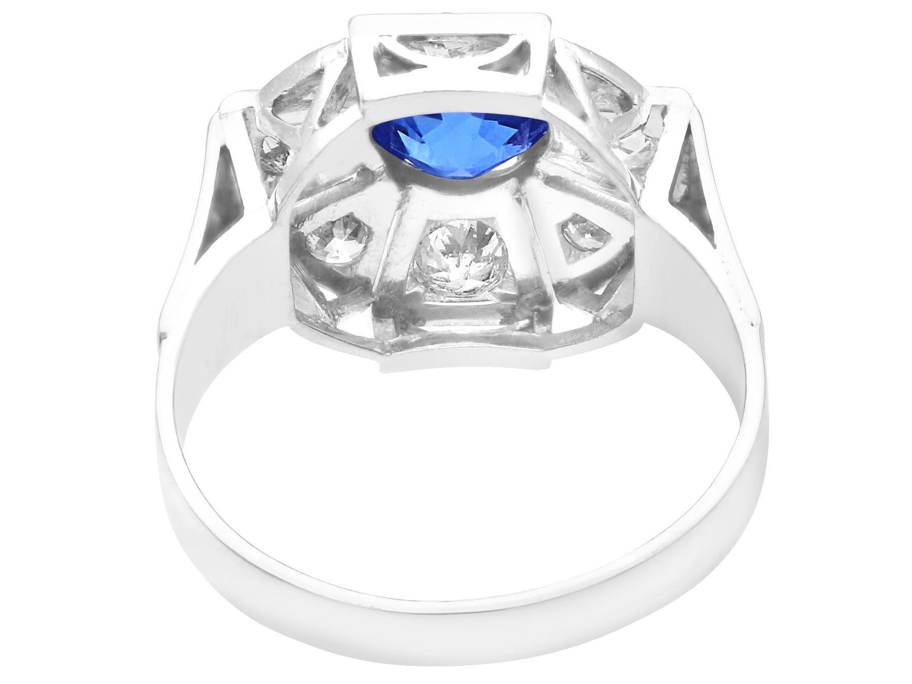Women's or Men's 1.69 Carat Burmese Sapphire and 1.15 Carat Diamond White Gold Cocktail Ring For Sale
