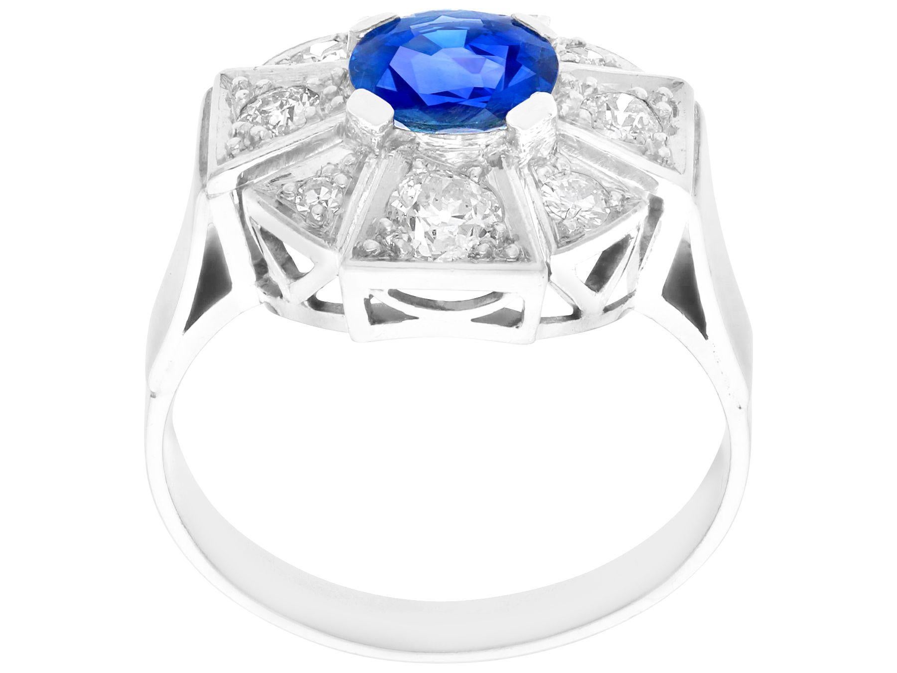 1.69 Carat Burmese Sapphire and 1.15 Carat Diamond White Gold Cocktail Ring For Sale 1