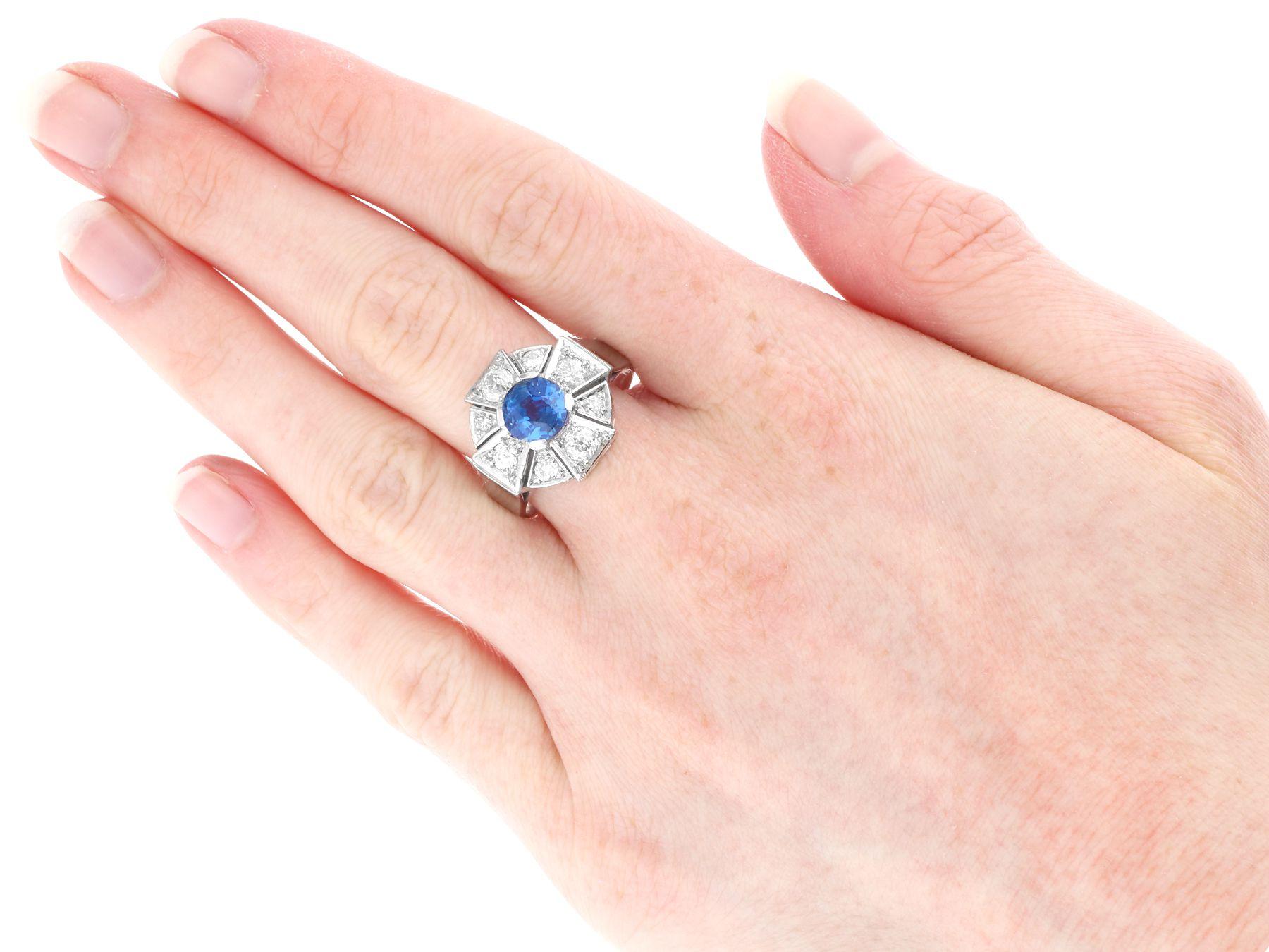 1.69 Carat Burmese Sapphire and 1.15 Carat Diamond White Gold Cocktail Ring For Sale 4