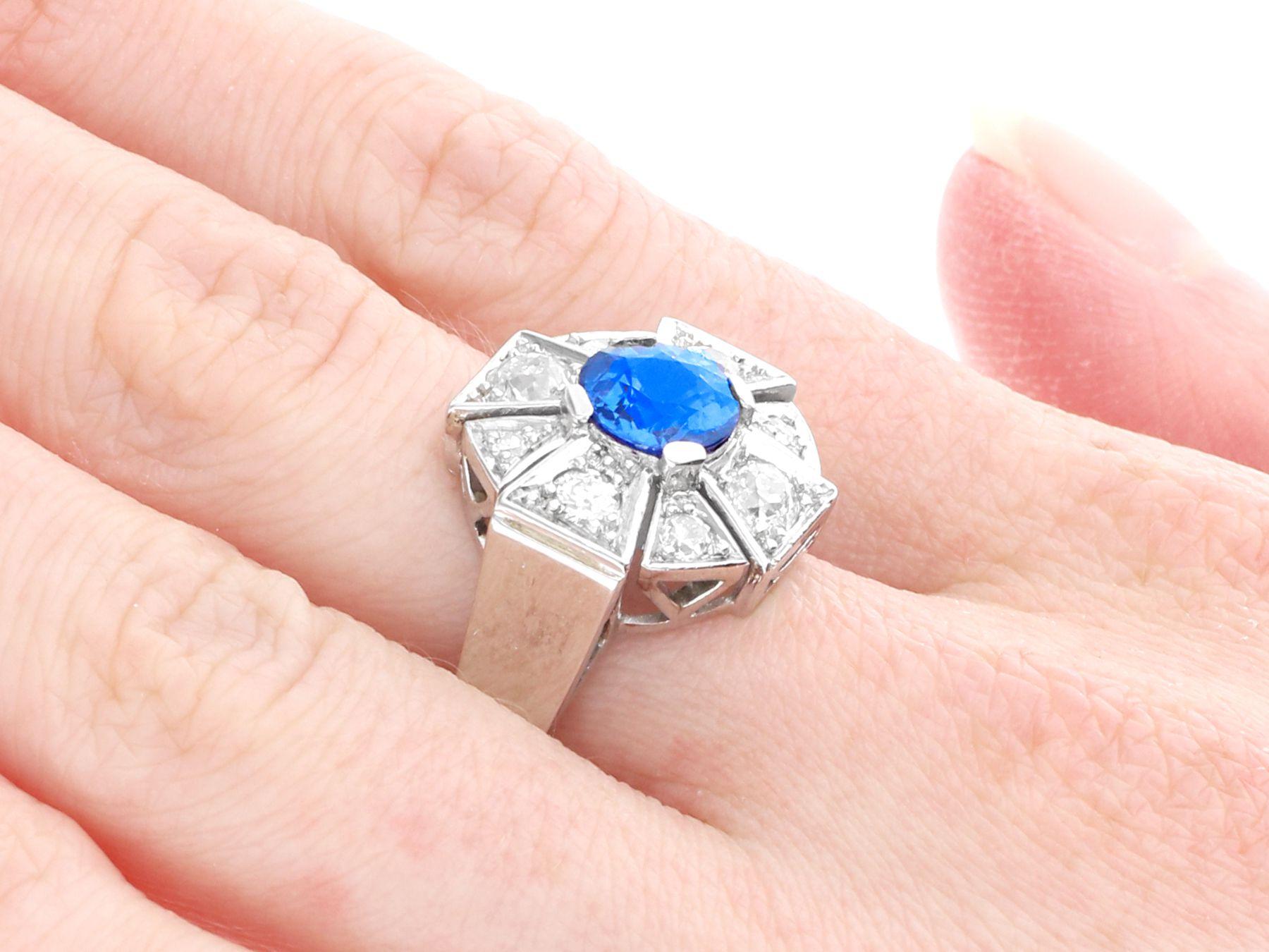 1.69 Carat Burmese Sapphire and 1.15 Carat Diamond White Gold Cocktail Ring For Sale 5