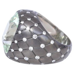 16.9 Carat Chrysoberyl Diamond Gold Gun Metal Finish Ring, 1990