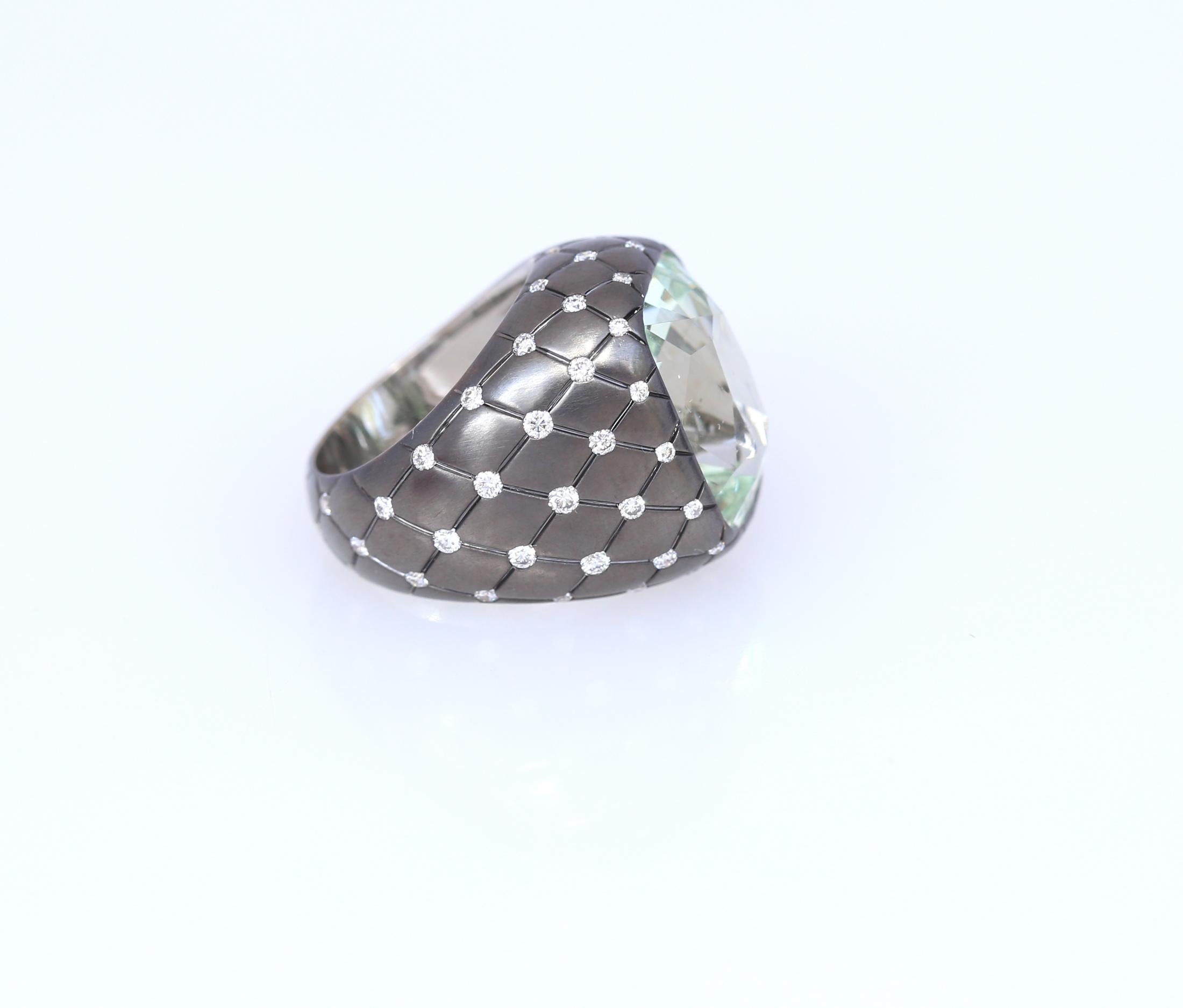 da uomo o donna Anello da 16,9 carati con diamante crisoberillo in oro con finitura a cannone, 1990 in vendita