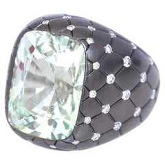 16,9 Karat Chrysoberyll-Diamant-Gold-Ring mit Gun-Metal-Finish, 1990