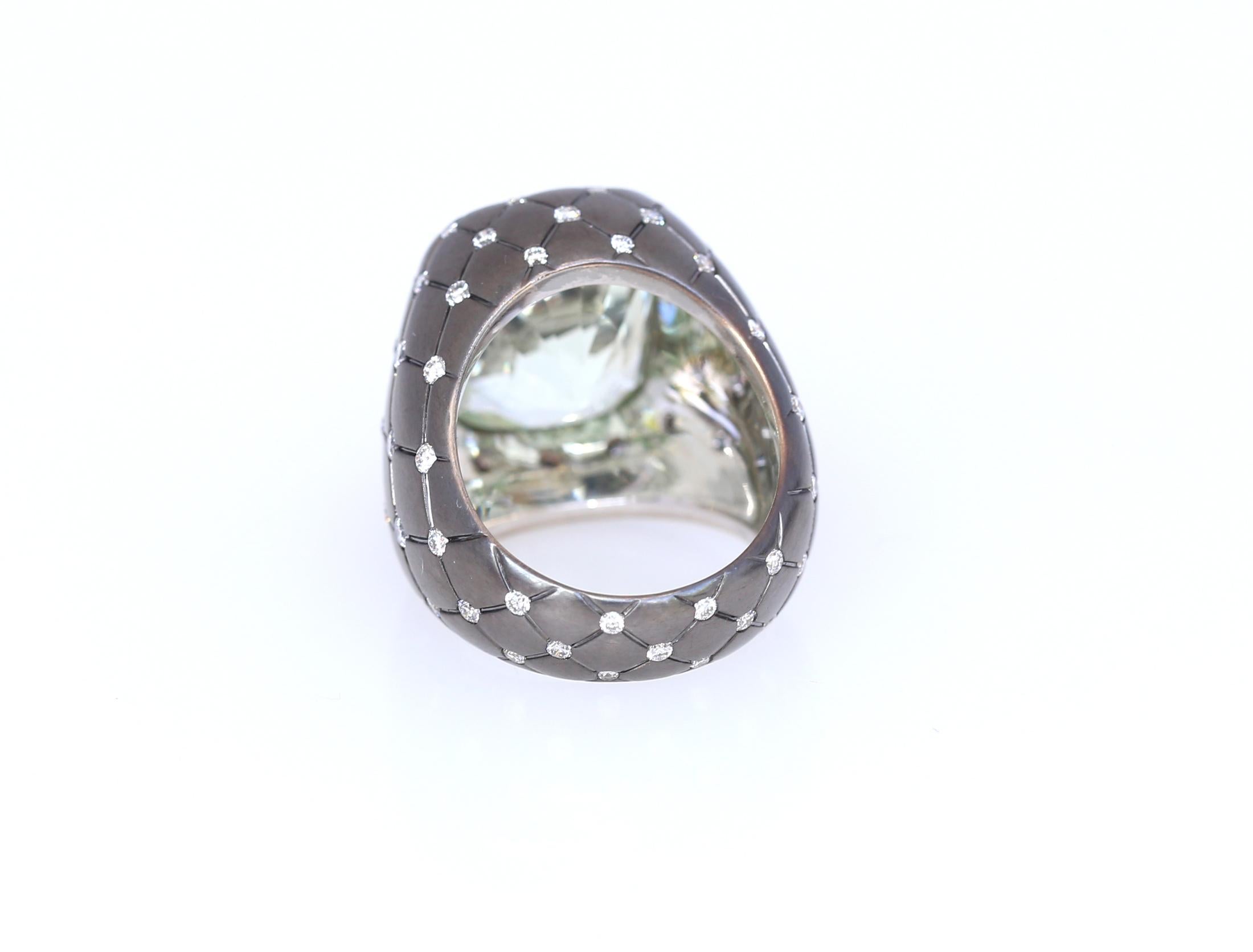 Women's 16.9 Carat Chrysoberyl Diamond Gold Ring, 1990 For Sale
