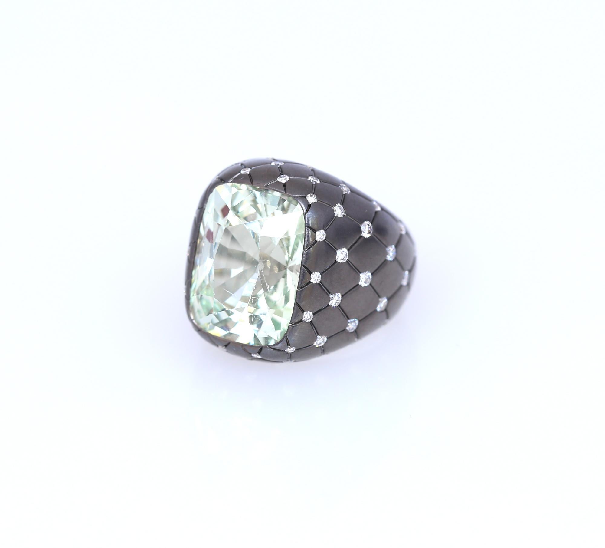 16.9 Carat Chrysoberyl Diamond Gold Ring, 1990 For Sale 1