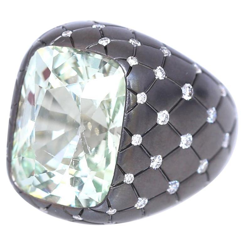 Bague en or avec diamant et chrysobéryl de 16,9 carats, 1990 en vente