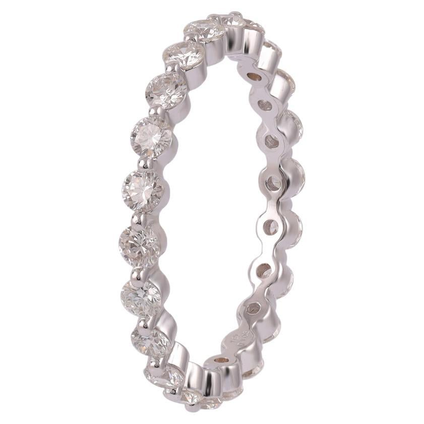1.69 Carat Clear Diamond Band Ring in 18k White Gold For Sale
