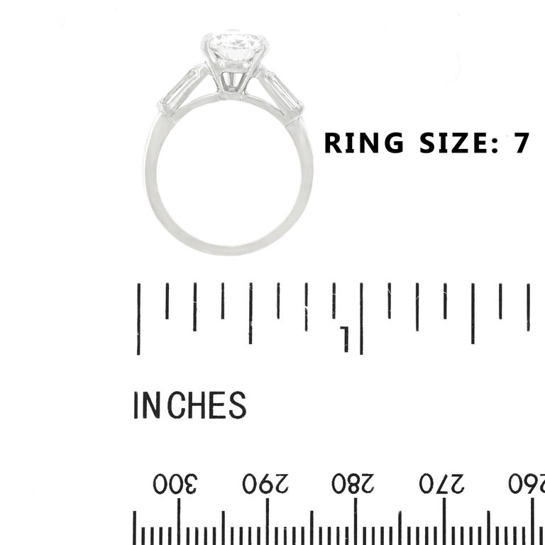 1.69 Carat D Color Pear Shape Diamond Set Engagement Platinum Ring GIA 1