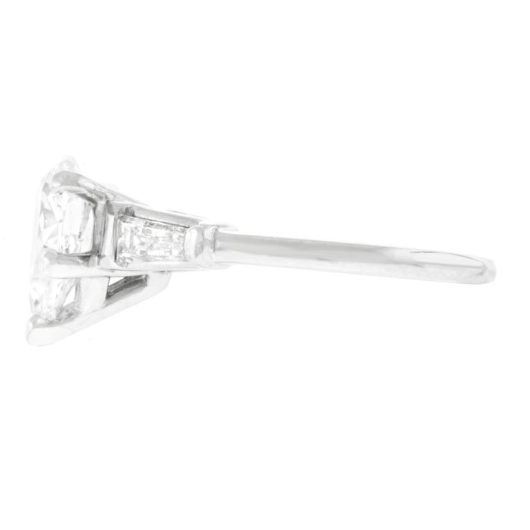 1.69 Carat D Color Pear Shape Diamond Set Engagement Platinum Ring GIA 2