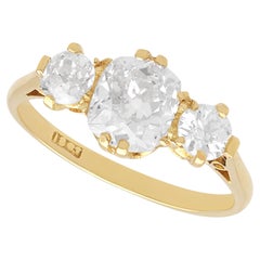 Antique 1.69 Carat Diamond Trilogy Engagement Ring in 18k Yellow Gold