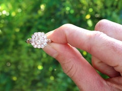 1.69 Carat Diamond and Rose Gold Gold Cluster Engagement Ring