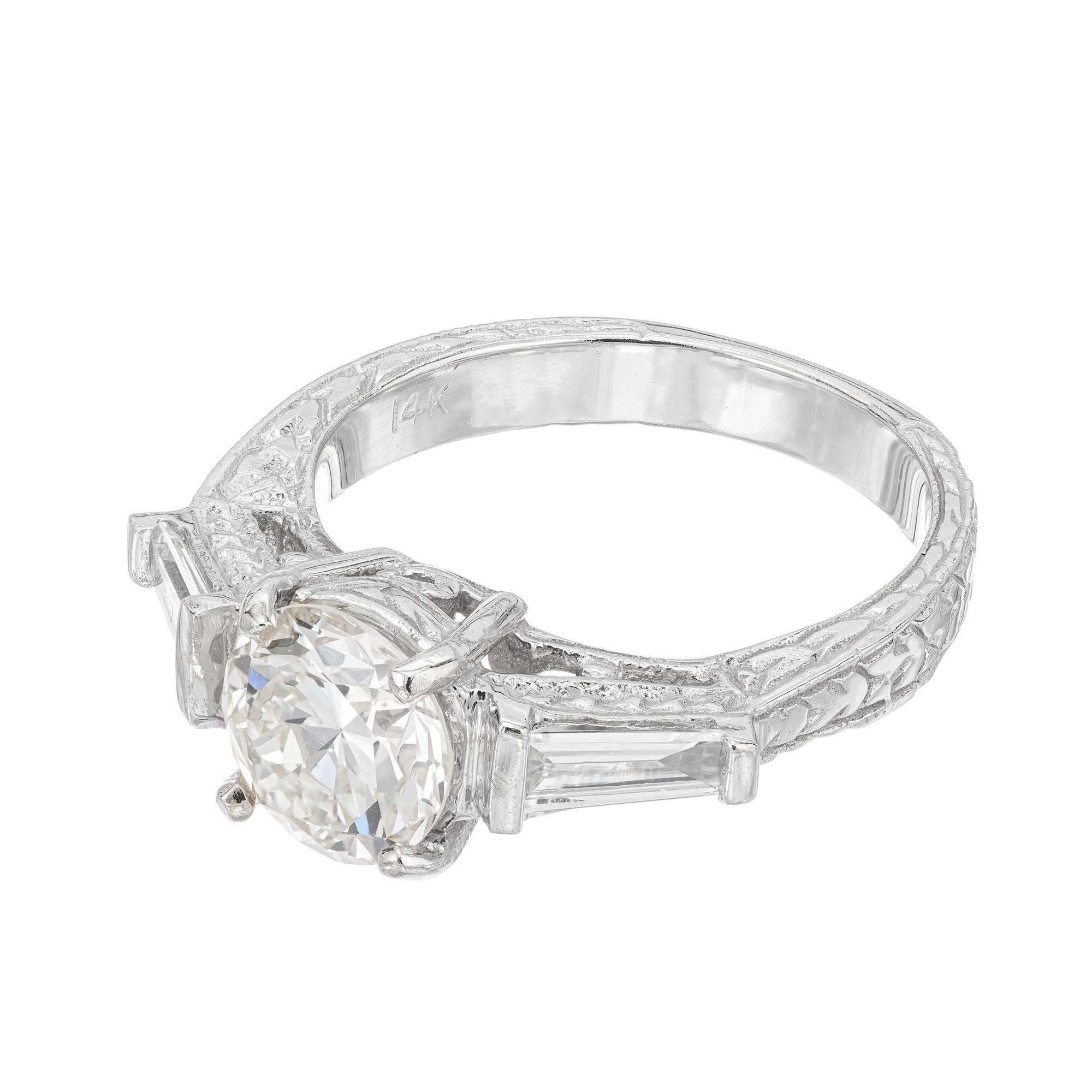 1.69 Carat Diamond Three-Stone Gold Engagement Ring For Sale 1