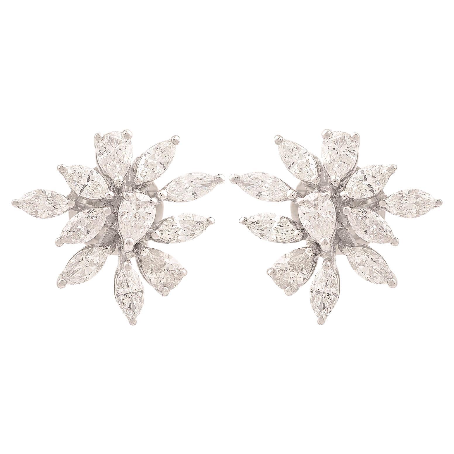Boucles d'oreilles en or blanc 18 carats avec diamants taille poire marquise de 1,69 carat