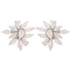 1.69 Carat Marquise Pear Diamond Earrings 18 Karat White Gold Handmade Jewelry