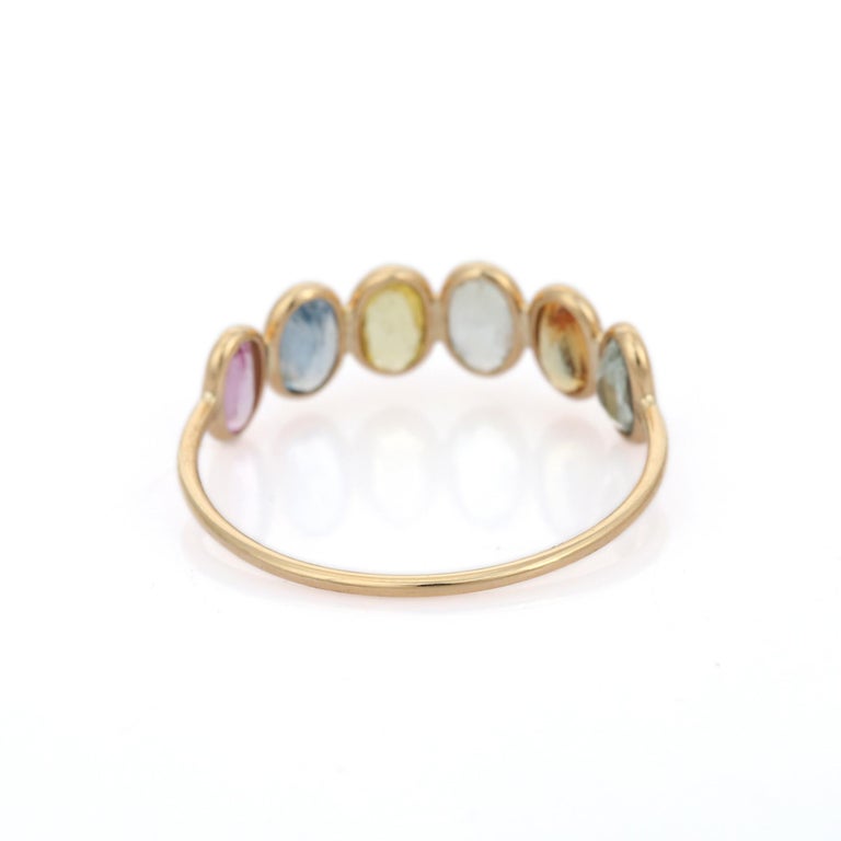 For Sale:  1.69 Carat Multi Sapphire Half Eternity Band in 18K Yellow Gold  5