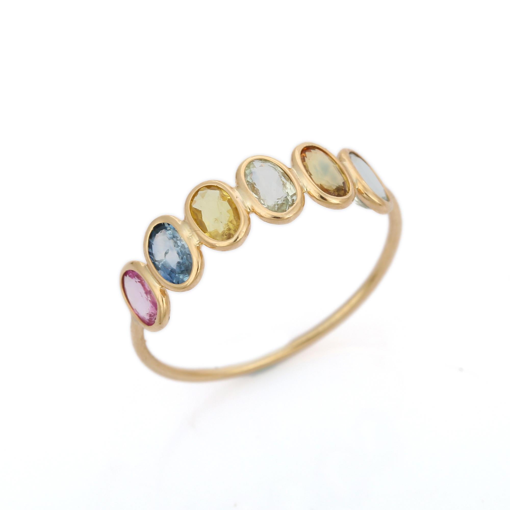 For Sale:  1.69 Carat Multi Sapphire Half Eternity Band Ring in 18K Yellow Gold  7