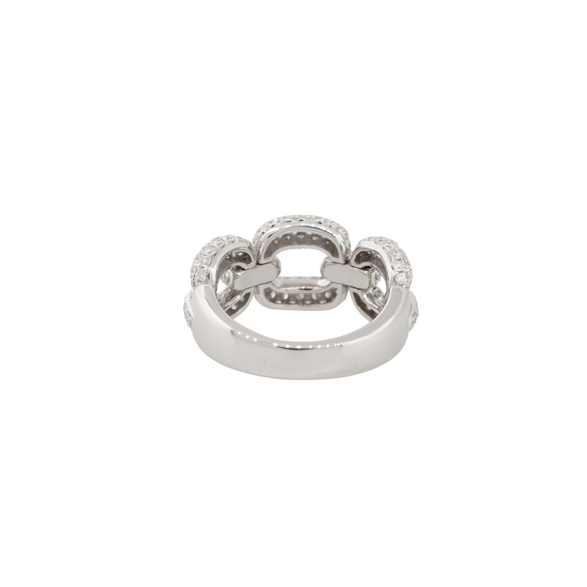 Round Cut 1.69 Carat Pave Diamond Oval Link Collapsible Ring 18 Karat in Stock For Sale